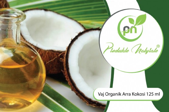 Vaj Organik Arre Kokosi 125 Ml, Vaj Arre Kokosi, Vajra Kokosi Esencial, Vaj Kokosi Organik,  Coconut Oil Vaj Arre Kokosi Per Fytyren, Vaj Arre Kokosi Per Akne, Vaj Arre Kokosi Per Floket, Vaj Arre Kokosi Per Lekuren